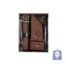 ست هدیه مردانه سه تکه کمر کیف پول بلند جا کارت Guccl