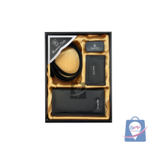 ست هدیه مردانه سه تکه کمر کیف پول بلند جا کارت M