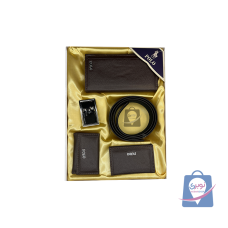 ست هدیه مردانه چهار تکه کمر کیف پول بلند جا کارت جا کلید POLO