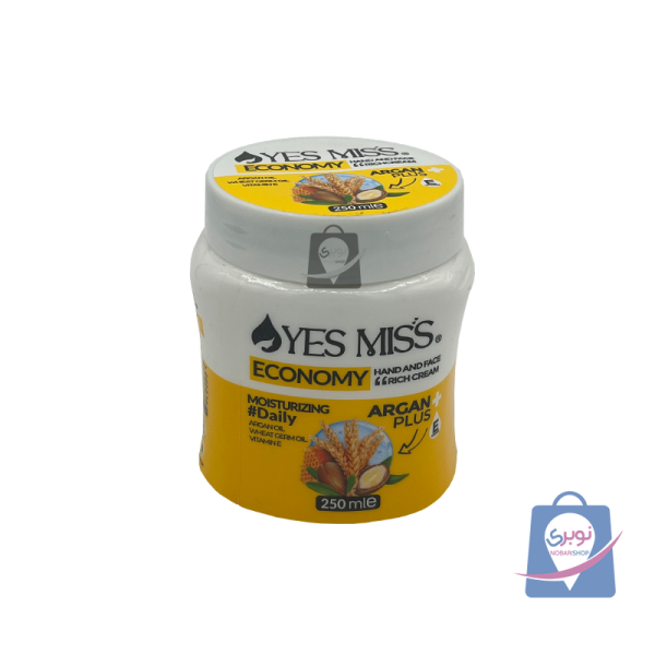 کرم مرطوب کننده و نرم کننده قوی Yes Miss Economy آرگان ژومیو حجم 250 میلی لیتر
